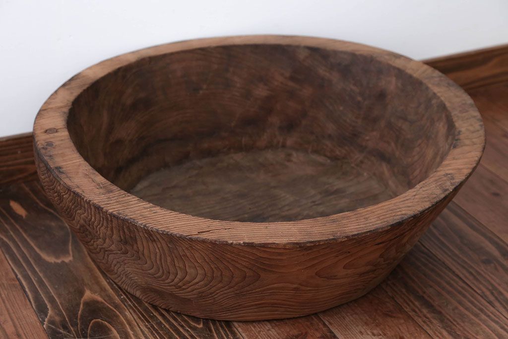 アンティーク雑貨　古民具・骨董　とても大きな古い木製のくりぬき木鉢