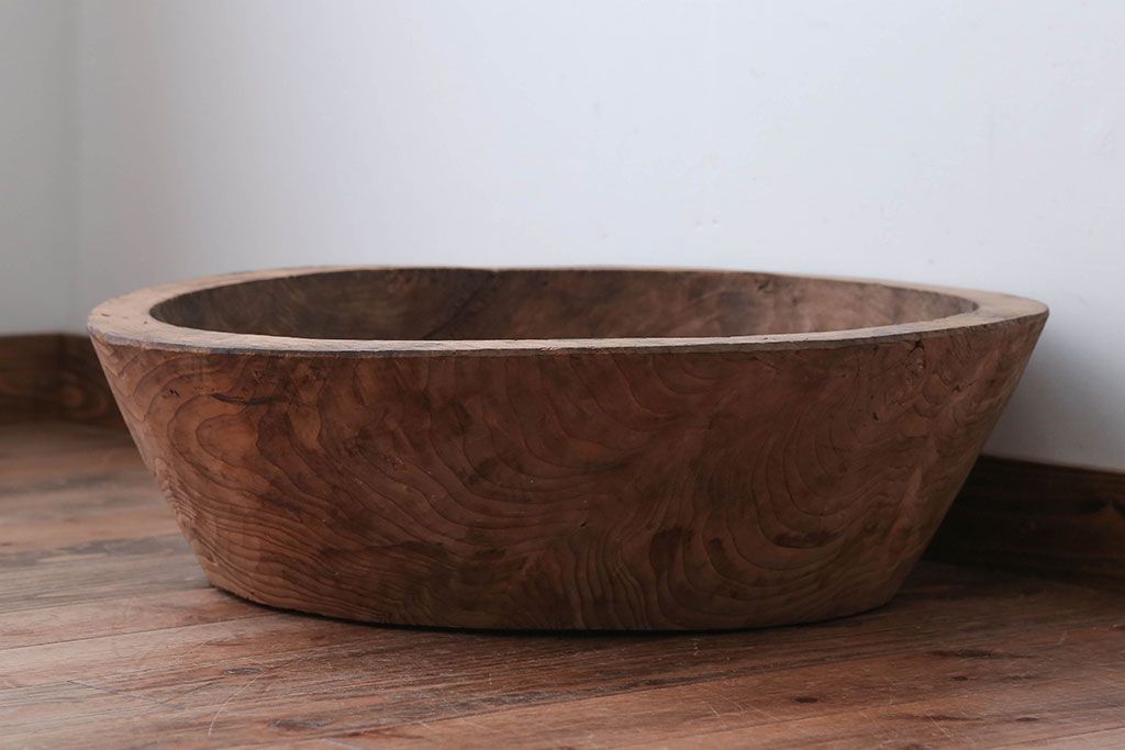 アンティーク雑貨　古民具・骨董　とても大きな古い木製のくりぬき木鉢
