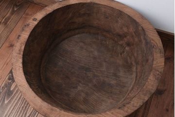 アンティーク雑貨　古民具・骨董　とても大きな古い木製のくりぬき木鉢