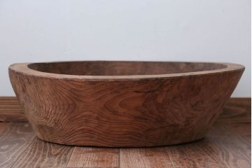 アンティーク雑貨　古民具・骨董　とても大きな古い木製のくりぬき木鉢