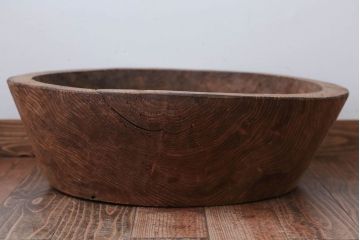アンティーク雑貨　古民具・骨董　とても大きな古い木製のくりぬき木鉢