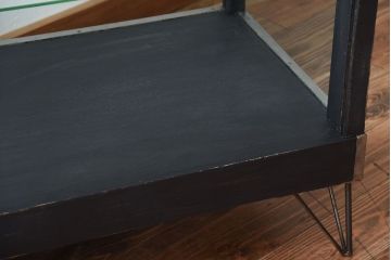 レトロ家具　昭和レトロ　鉄脚付き!ペイントオープンラックガラスケース