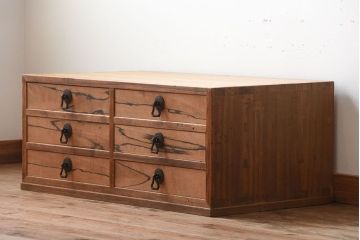アンティーク家具　古民具・骨董　高級品!前面黒柿材・その他総桐材の6杯引き出し