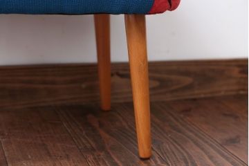 ヴィンテージ家具　イギリスビンテージ　おしゃれなパッチワークスツール(フットスツール・オットマン)