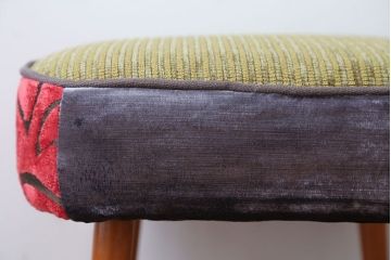 ヴィンテージ家具　イギリスビンテージ　おしゃれなパッチワークスツール(フットスツール・オットマン)