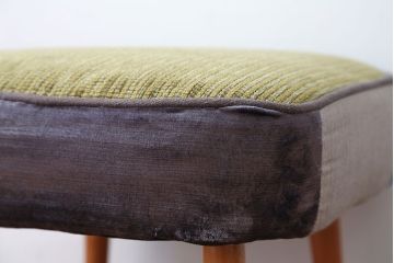 ヴィンテージ家具　イギリスビンテージ　おしゃれなパッチワークスツール(フットスツール・オットマン)