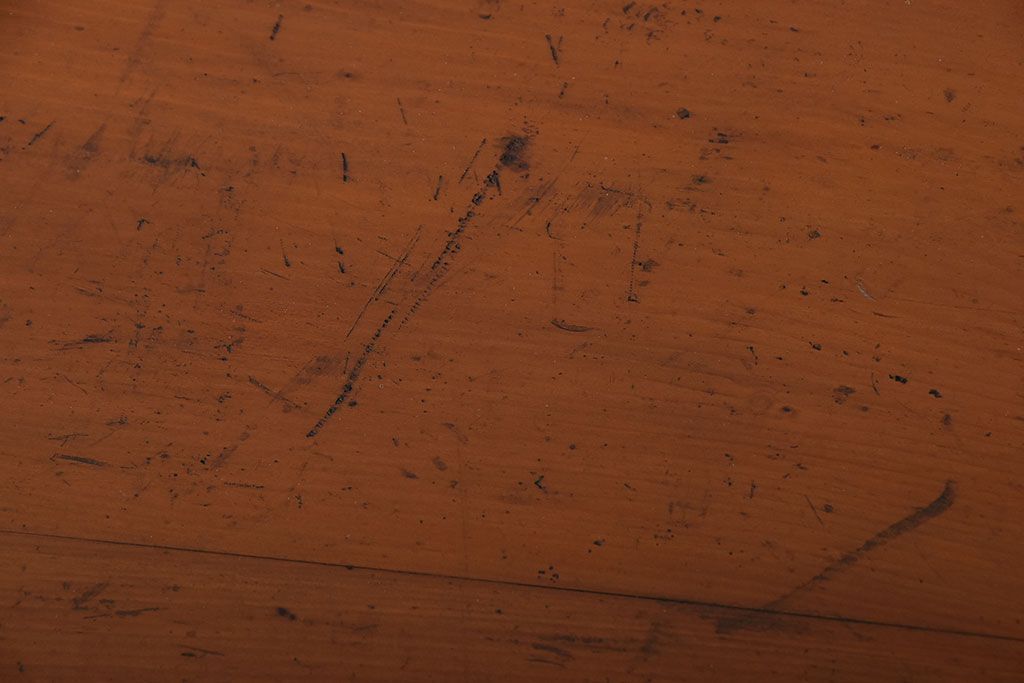 レトロ家具　昭和レトロ　モールガラスが入った古い木製のアンティークチェスト