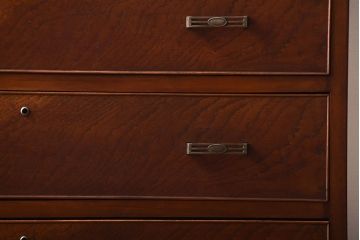 レトロ家具　昭和レトロ　モールガラスが入った古い木製のアンティークチェスト