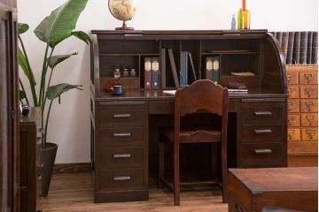 アンティーク家具　アンティーク　古いナラ材のロールトップデスク