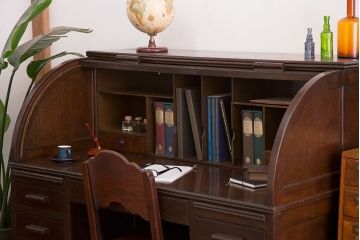 アンティーク家具　アンティーク　古いナラ材のロールトップデスク
