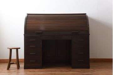 アンティーク家具　アンティーク　古いナラ材のロールトップデスク