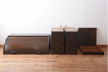 アンティーク家具　アンティーク　古いナラ材のロールトップデスク