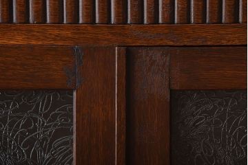 アンティーク家具　大正ロマン　おしゃれなデザインガラス入り!古いナラ材の大ぶりな高級本箱