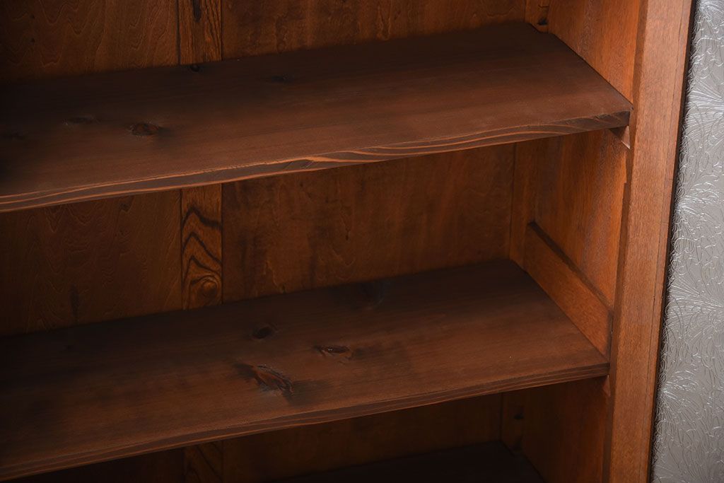 アンティーク家具　大正ロマン　おしゃれなデザインガラス入り!古いナラ材の大ぶりな高級本箱