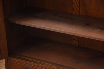 アンティーク家具　大正ロマン　おしゃれなデザインガラス入り!古いナラ材の大ぶりな高級本箱