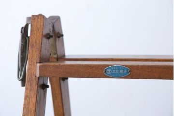 アンティーク雑貨　昭和レトロ　古いナラ材のアンティークウッドステップラダー(はしご・梯子・脚立)