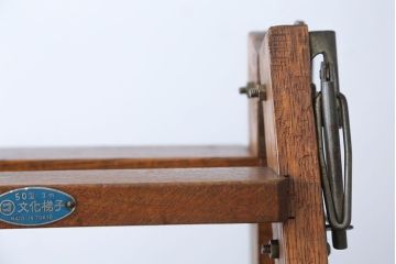 アンティーク雑貨　昭和レトロ　古いナラ材のアンティークウッドステップラダー(はしご・梯子・脚立)