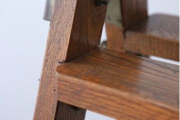 アンティーク雑貨　昭和レトロ　古いナラ材のアンティークウッドステップラダー(はしご・梯子・脚立)