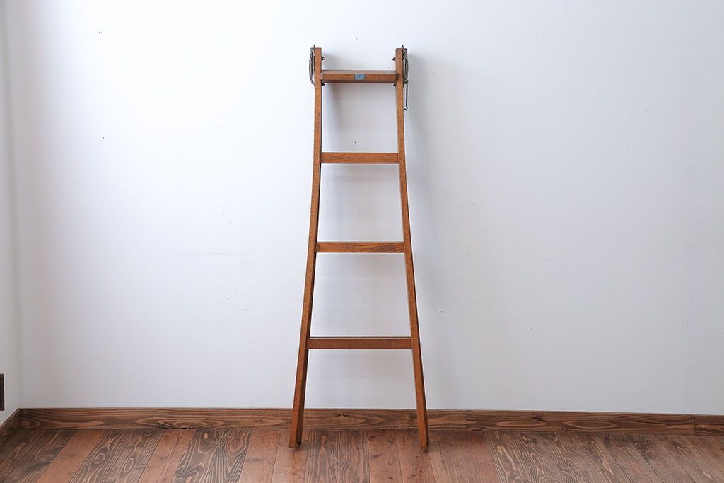 昭和レトロ DIY 建具 ガーデン雑貨 木製 古いはしご アンティークラダー 昭和レトロ古道具 木製ラダー stepladder ディスプレイ 店舗什器