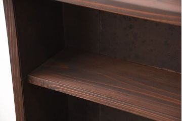 アンティーク家具　和製アンティーク　古い無垢材とブリキ板の壁掛けマス目収納棚(2)