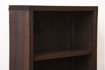 アンティーク家具　和製アンティーク　古い無垢材とブリキ板の壁掛けマス目収納棚(3)