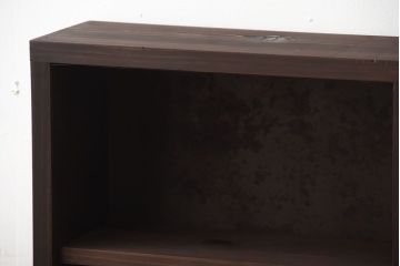 アンティーク家具　和製アンティーク　古い無垢材とブリキ板の壁掛けマス目収納棚(3)