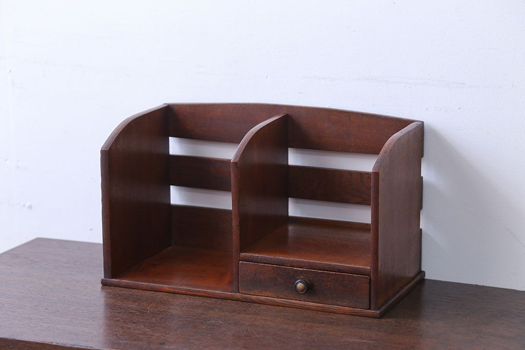 レトロ家具　昭和レトロ　引き出し付き!古い木製のアンティーク本立て