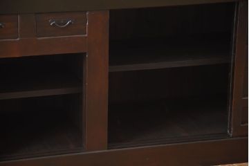 アンティーク家具　古民具・骨董　古い水屋箪笥ローボード(リビングボード、テレビボード、テレビ台、キャビネット、収納棚)(1)