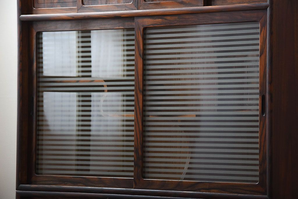 アンティーク家具　古民具・骨董　前面黒柿材!アンティークの高級重ね茶箪笥