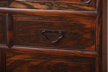 アンティーク家具　古民具・骨董　前面黒柿材!アンティークの高級重ね茶箪笥