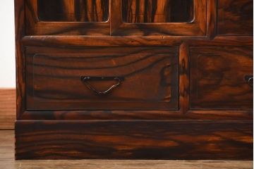 アンティーク家具　古民具・骨董　前面黒柿材!アンティークの高級重ね茶箪笥