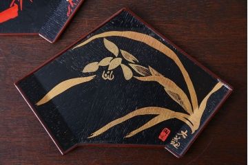 アンティーク雑貨　東西大家作画・菓子盆5枚セット(大観、玉堂など銘々盆)
