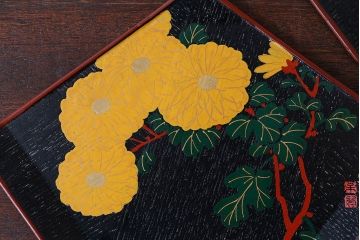 アンティーク雑貨　東西大家作画・菓子盆5枚セット(大観、玉堂など銘々盆)