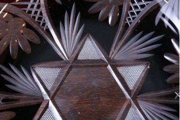 アンティーク雑貨　大正〜昭和初期・赤切子ガラス皿6枚セット(氷コップ)