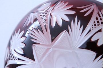 アンティーク雑貨　大正〜昭和初期・赤切子ガラス皿6枚セット(氷コップ)