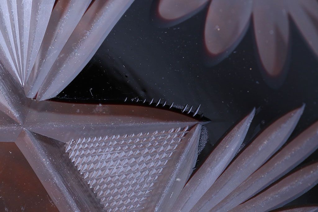 アンティーク雑貨　大正〜昭和初期・赤切子ガラス皿6枚セット(氷コップ)