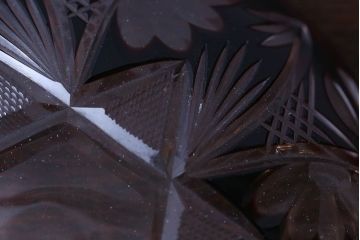 アンティーク雑貨　大正〜昭和初期・赤切子ガラス皿6枚セット(氷コップ)