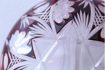 アンティーク雑貨　大正〜昭和初期・赤切子ガラス皿6枚セット(氷コップ)