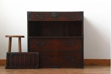 アンティーク家具　古民具・骨董　江戸時代　木の質感が味わい深い小箪笥