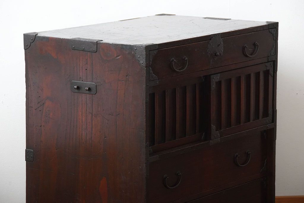 アンティーク家具　古民具・骨董　江戸時代　木の質感が味わい深い小箪笥