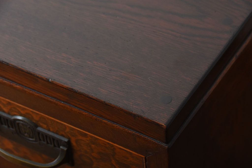 アンティーク家具　和製アンティーク　高級品!古いナラ材の両袖机(デスク)