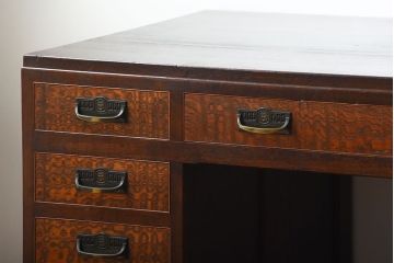 アンティーク家具　和製アンティーク　高級品!古いナラ材の両袖机(デスク)
