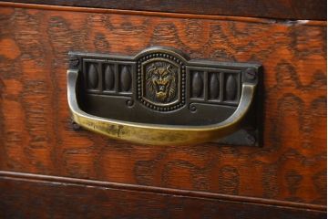 アンティーク家具　和製アンティーク　高級品!古いナラ材の両袖机(デスク)