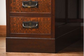 アンティーク家具　和製アンティーク　高級品!古いナラ材の両袖机(デスク)