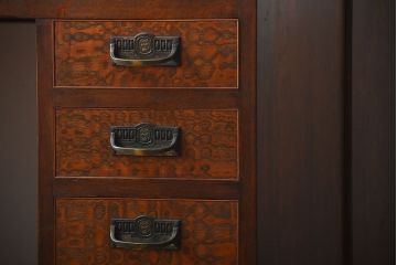 アンティーク家具　和製アンティーク　高級品!古いナラ材の両袖机(デスク)