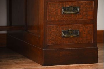 アンティーク家具　和製アンティーク　高級品!古いナラ材の両袖机(デスク)