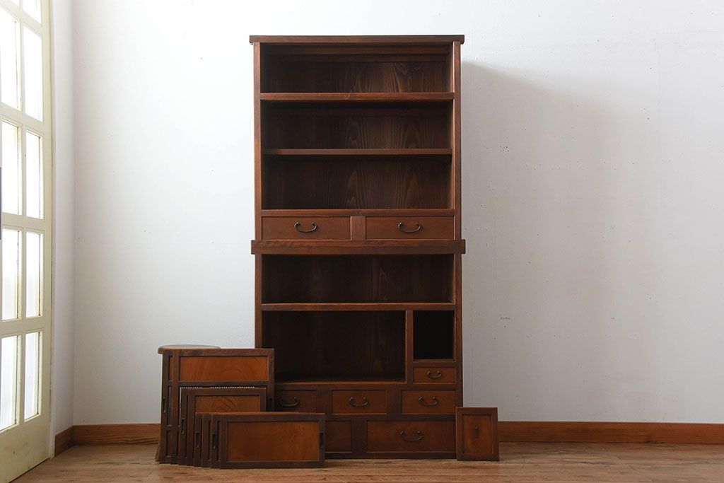 古民具・骨董　美品!上品なアンティーク重ね水屋箪笥