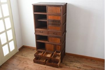 古民具・骨董　美品!上品なアンティーク重ね水屋箪笥