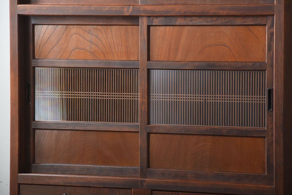 古民具・骨董　美品!上品なアンティーク重ね水屋箪笥