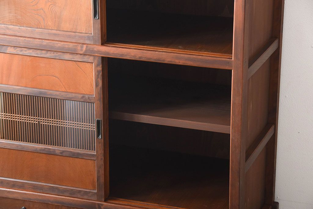 古民具・骨董　美品!上品なアンティーク重ね水屋箪笥